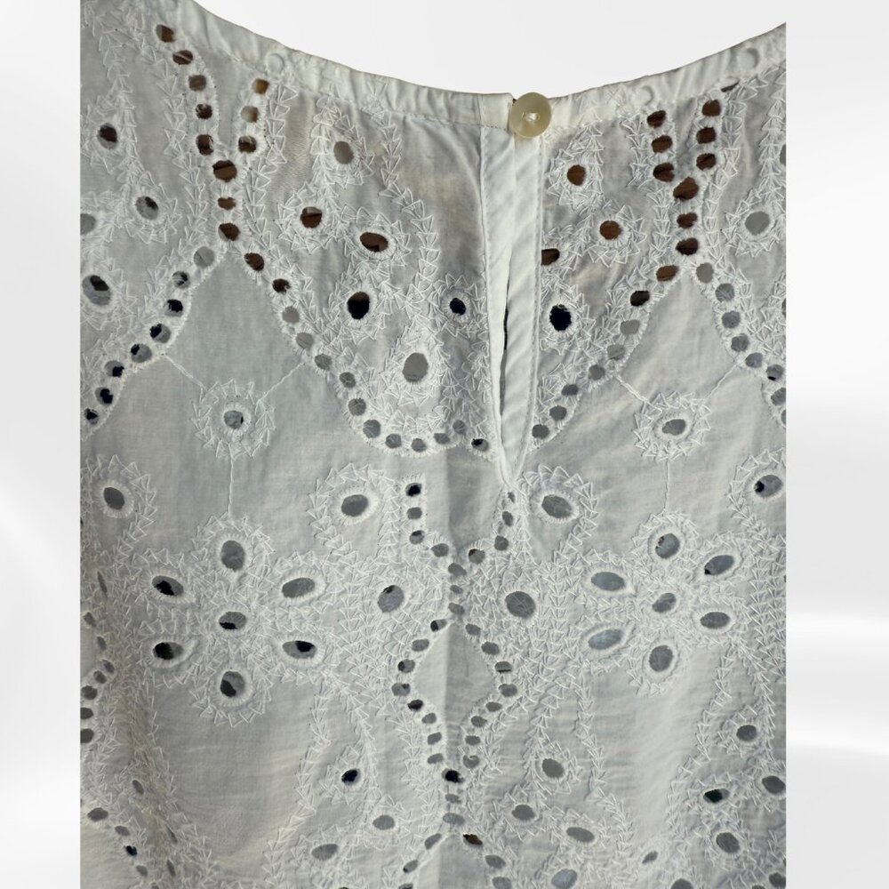 Jennifer and Grace White Eyelet Lace Top Medium Cottagecore Romantic Blouse - Picture 4 of 10